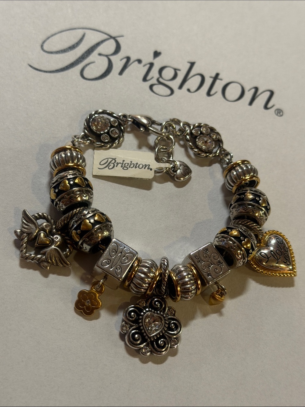 💛🆕NWT Brighton SLVR VTG Crystal Halo Charm Bracelet!